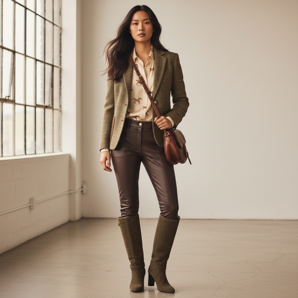 Coach Robynn mid-calf boots Flint Brown kidskin suede round toe Quiet Luxury - Picture 4 of 16